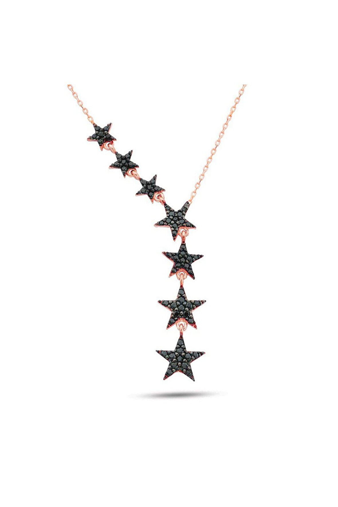 925 Ayar Süzme Yıldız Rose Gümüş Kolye (GK00366)