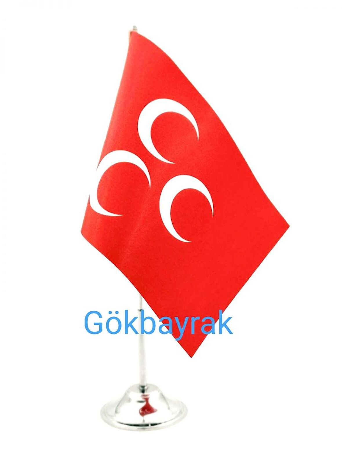 Kırmızı Üçhilal Masa Bayrağı
