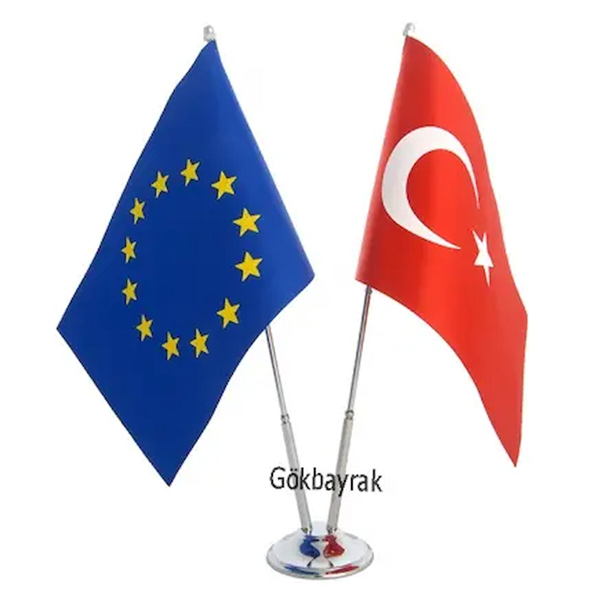 Çiftli Avrupa ve Türkiye Masa Bayrağı
