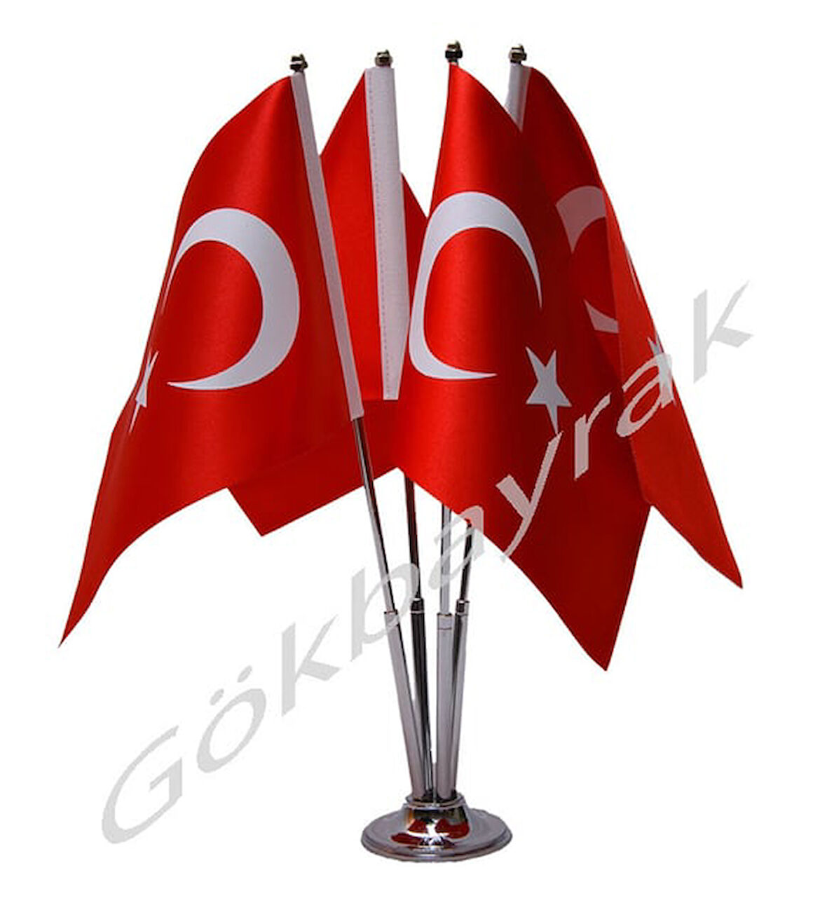 Krom Dörtlü (4lü) Türkiye Masa Bayrağı
