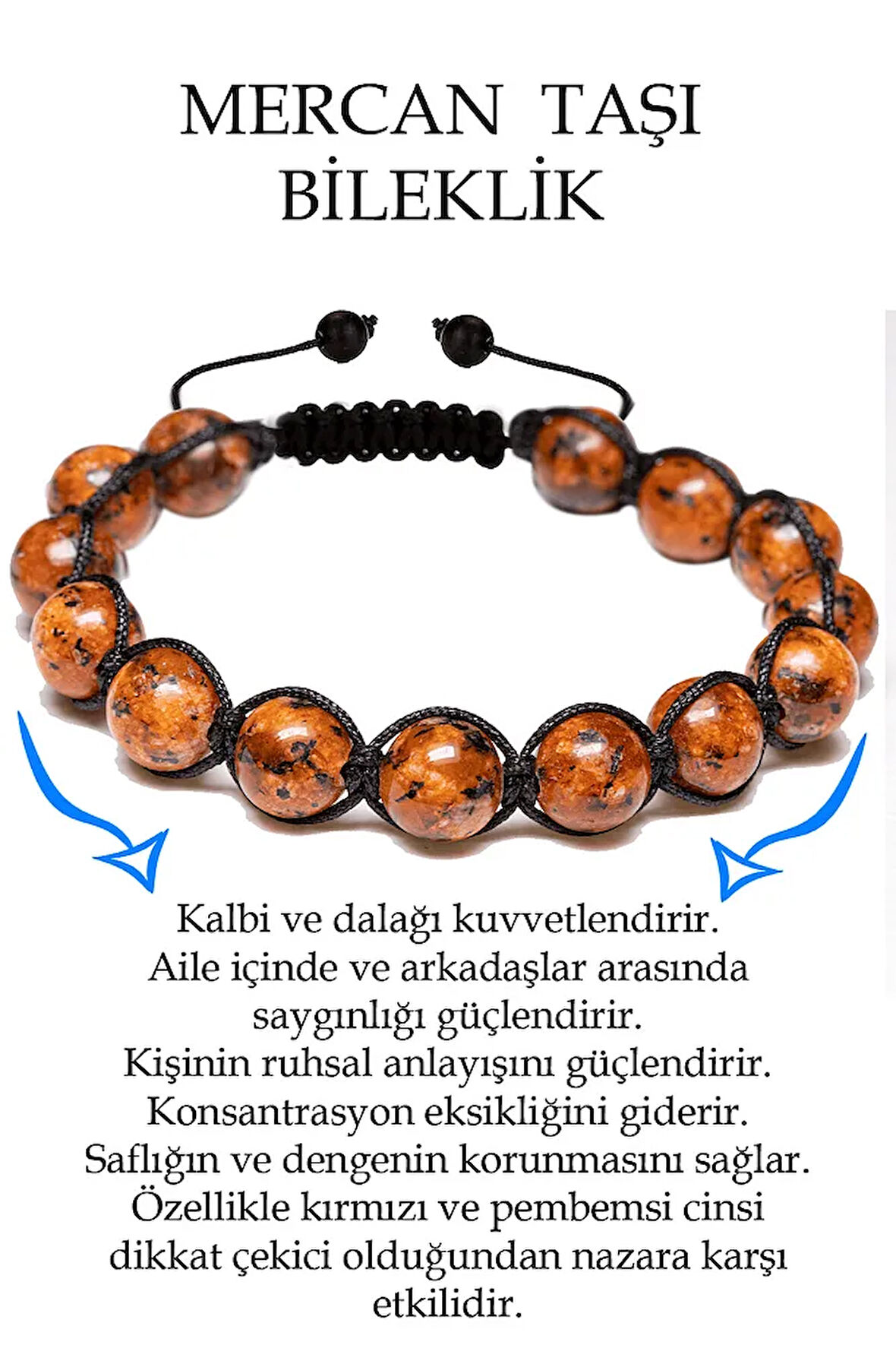 Sertifikalı Mercan Taşı Bileklik - Makrome