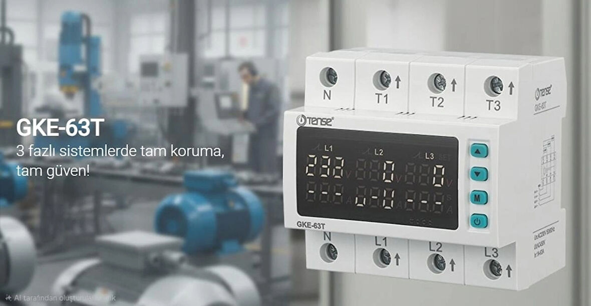 Tense Trifaze Gerilim ve Akım Koruma Rölesi (63A)