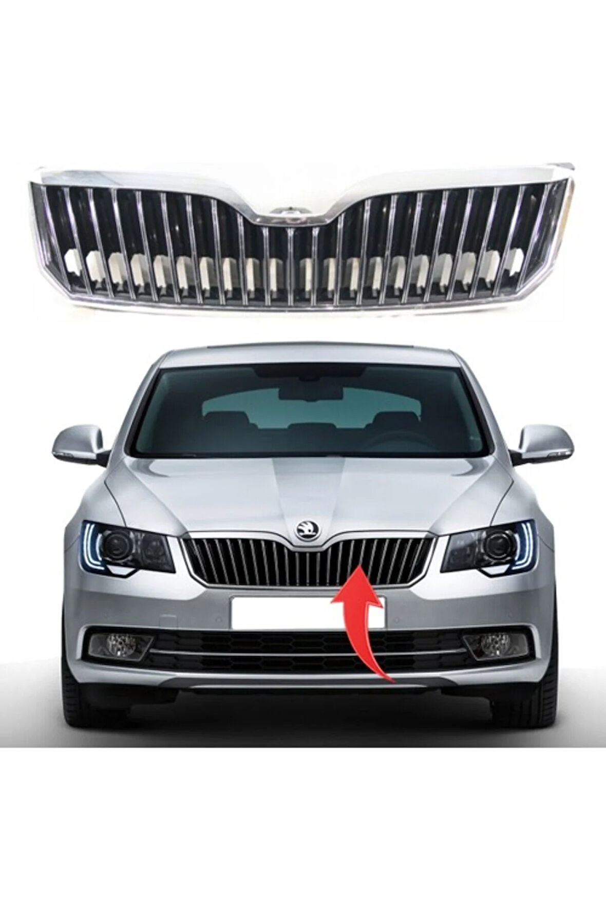 Skoda Süperb Ön Panjur Full Kromlu 2013 Sonrası 3T0853668B