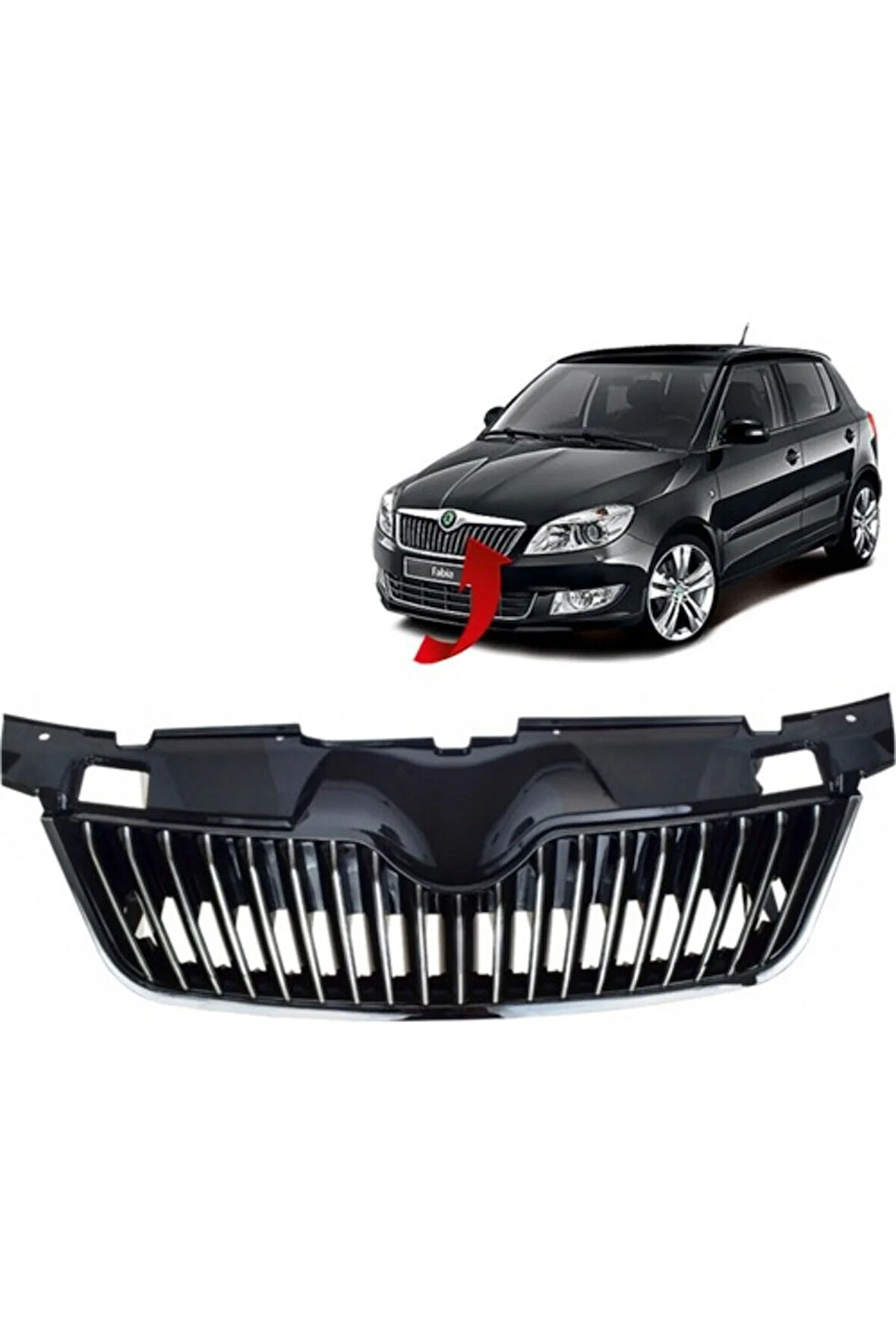 Skoda Fabia Ön Panjur Full Krom Parlak Siyah 2007-2010 5J0853668D