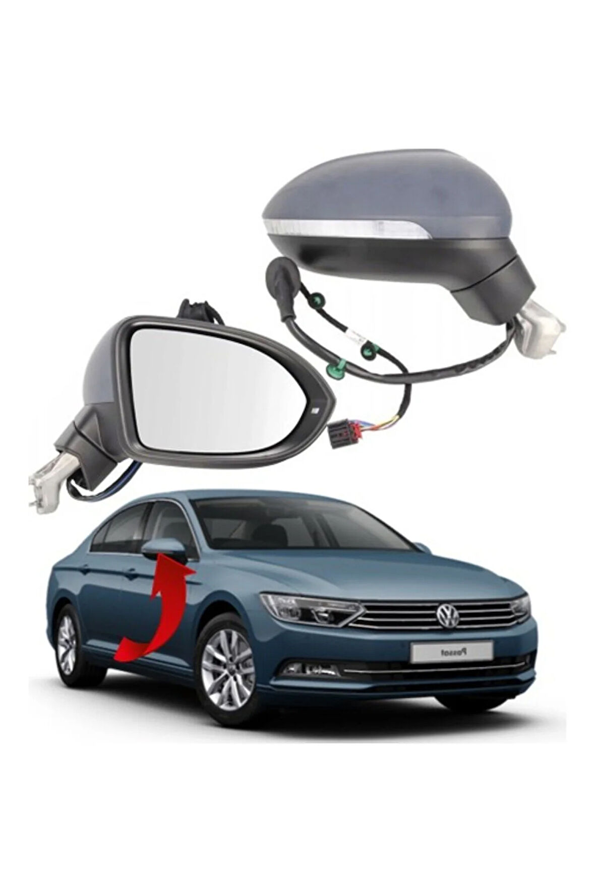 Vw Passat Sağ Ayna Komple 8 Pin 2015-2020 3G1857508DB