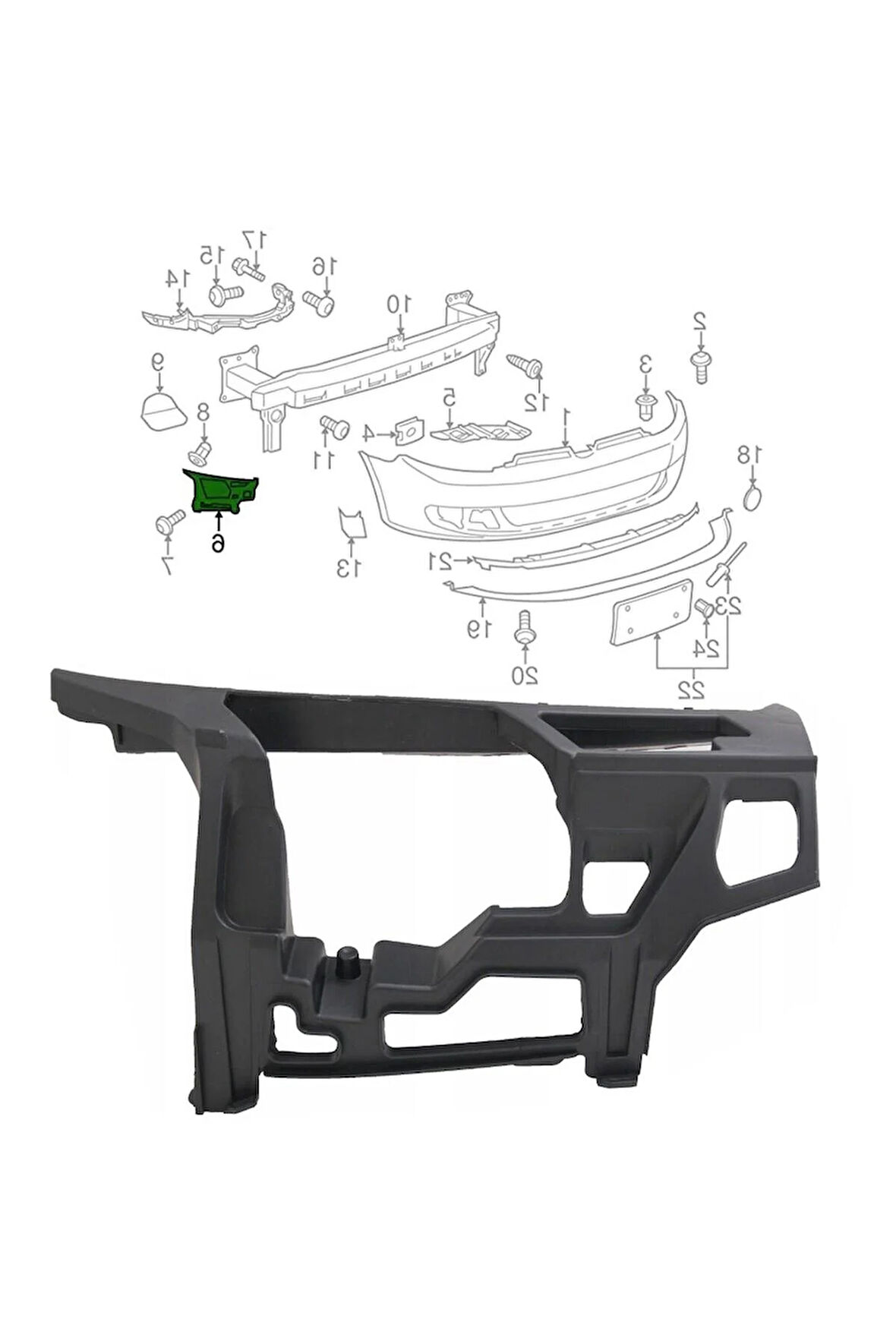 Golf 6 Sağ Ön Tampon Baglantı Braketi 2009-2013 5K0807724B