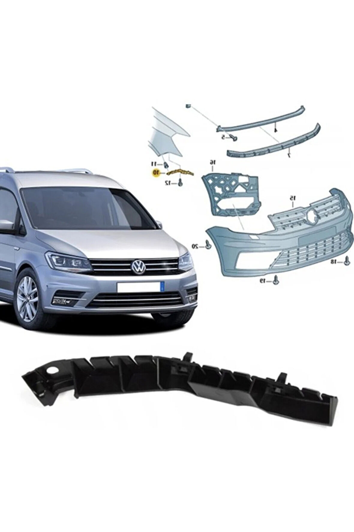 Vw Caddy Sağ Ön Tampon Braketi 2015 Sonrası 2K5807184A