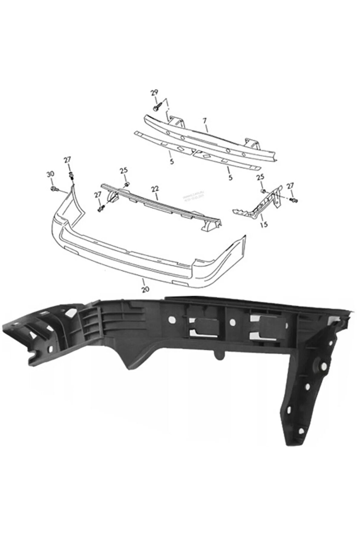 Transporter T5 T6 Sağ Arka Tampon Braketi 2003-2014 7H0807394C