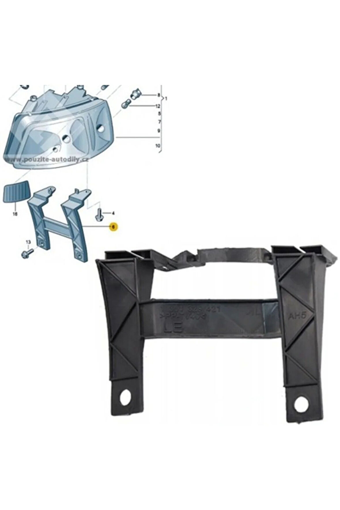 Vw T5 Sol Far Baglantı Braketi 2003-2010 7H0941405A