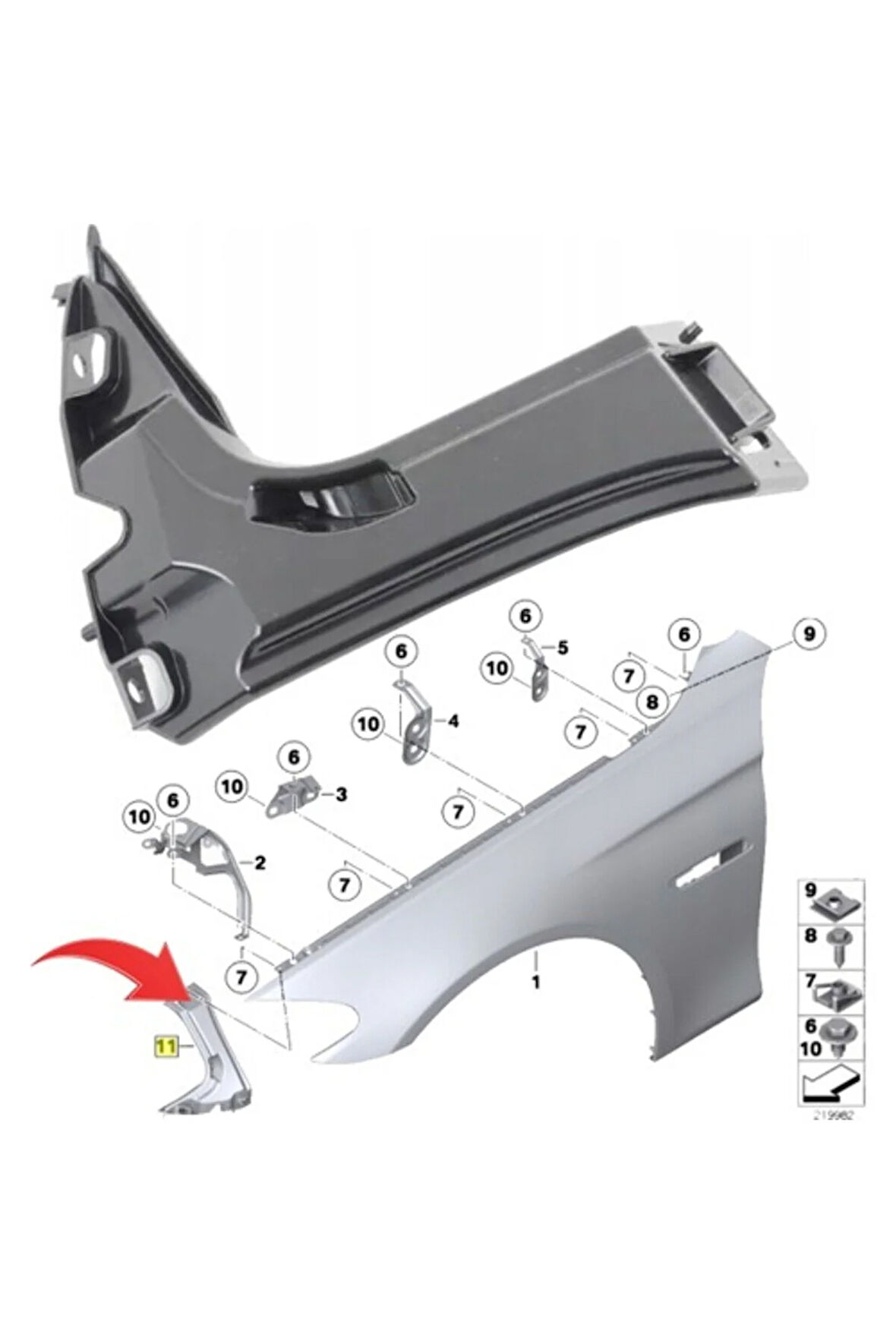 Bmw 5 Serisi F10+LCİ Çamurluk Braketi Ön Iç Sol 2011-2017 51117207931