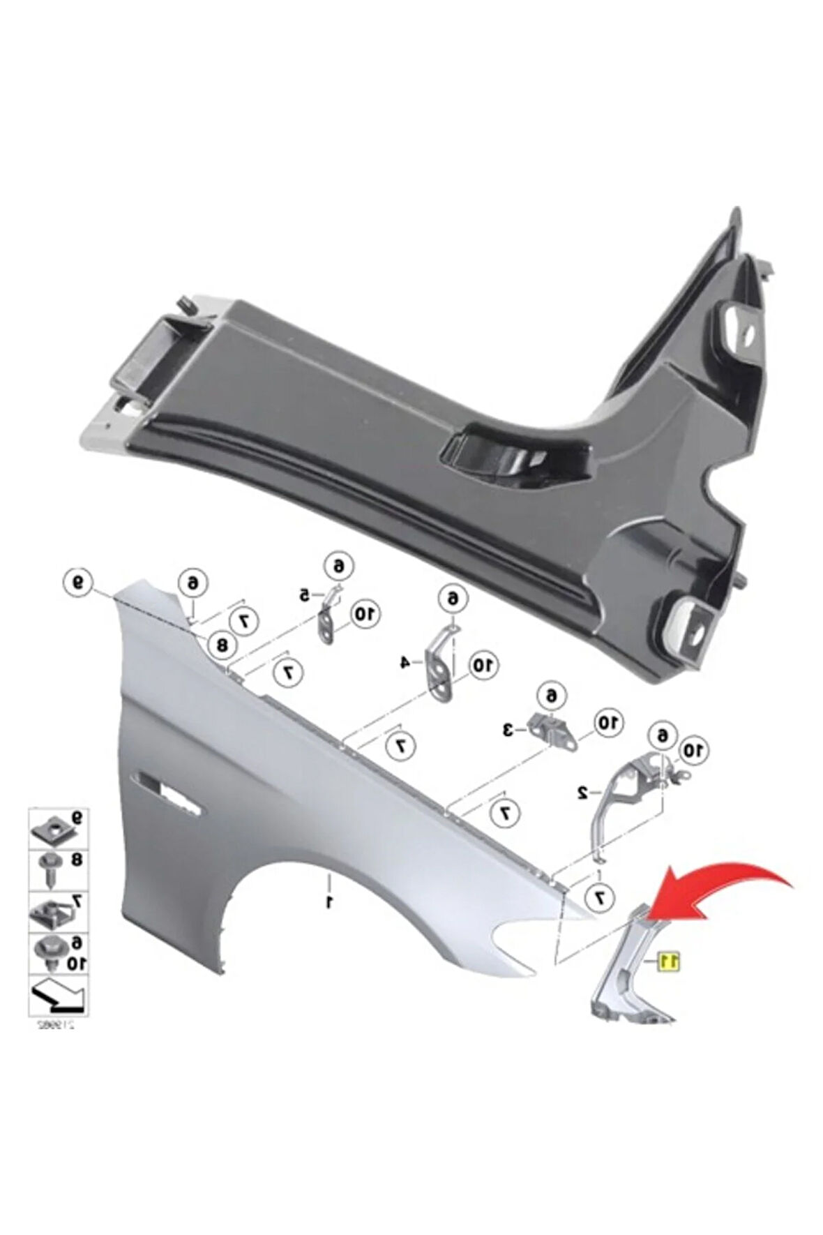 Bmw 5 Serisi F10+LCİ Çamurluk Braketi Ön Iç Sağ 2011-2017 51117207932