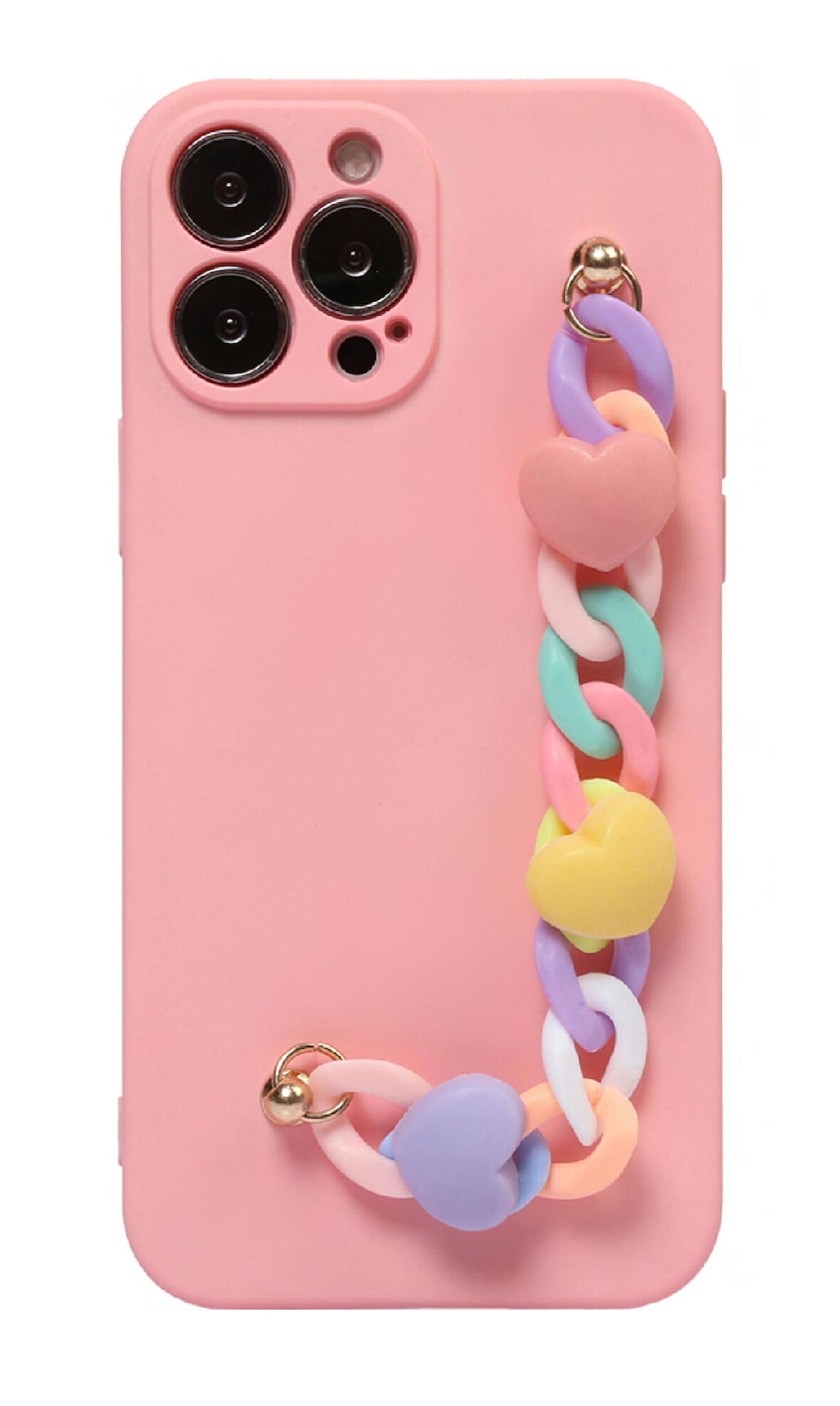 İphone 12 Pro Kalpli Lansman Telefon Kılıfı Pembe