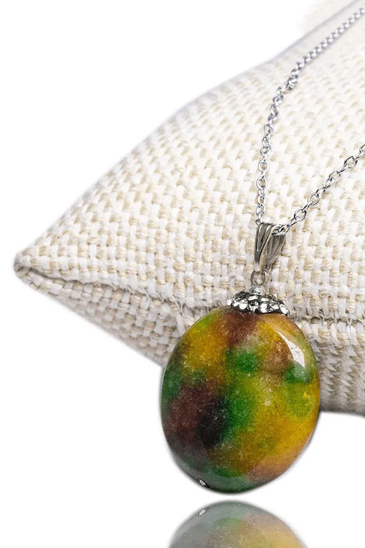 Sertifikalı Zirkon Taşlı Doğal Renkli Kuvars Taşı Kolye