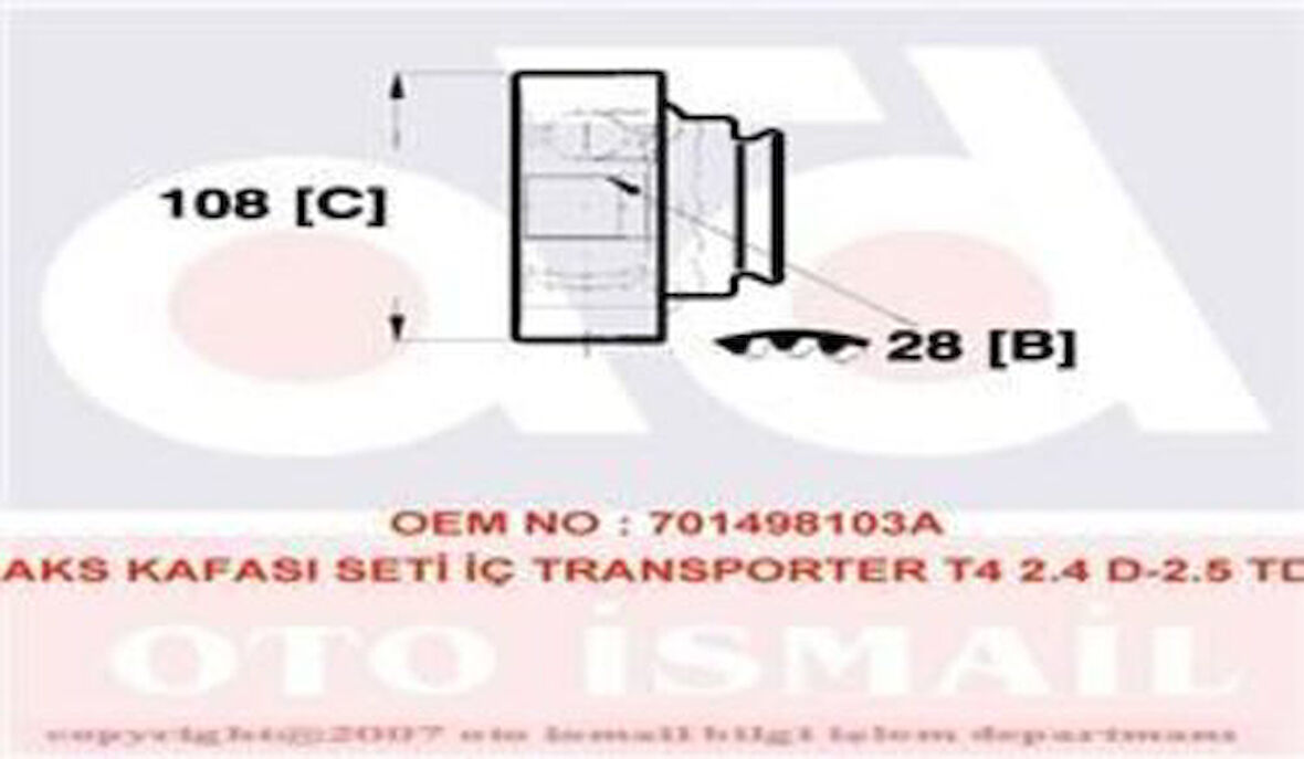 Gkn 302464 Aks Kafası Seti İç Transporter T4 Caddy Passat Jetta ACV Aja BJB BKP BKD ASZ Blg Bmy Bls BKC Cbaa 701498103A