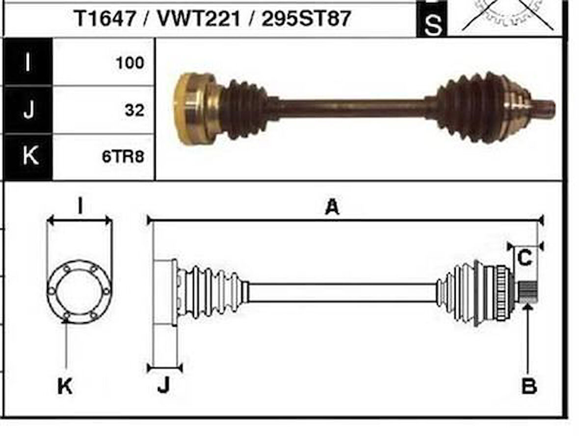 Gkn 304762 Aks Ön Sol Golf Plus 2.0 FSI 05-07-Golf VI 1.6 08 Touran 2.0 FSI 03 1K0407271DR