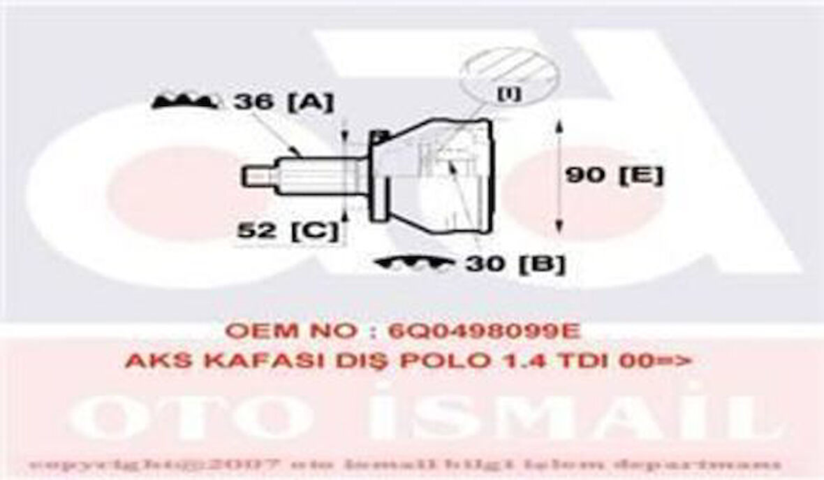Gkn 306216 Aks Kafası Diş Polo-Cordoba-Fabia 1.2 TDI-1.4 TDI AMF-BNV-BNM-Cfwa 303557 6Q0498099E