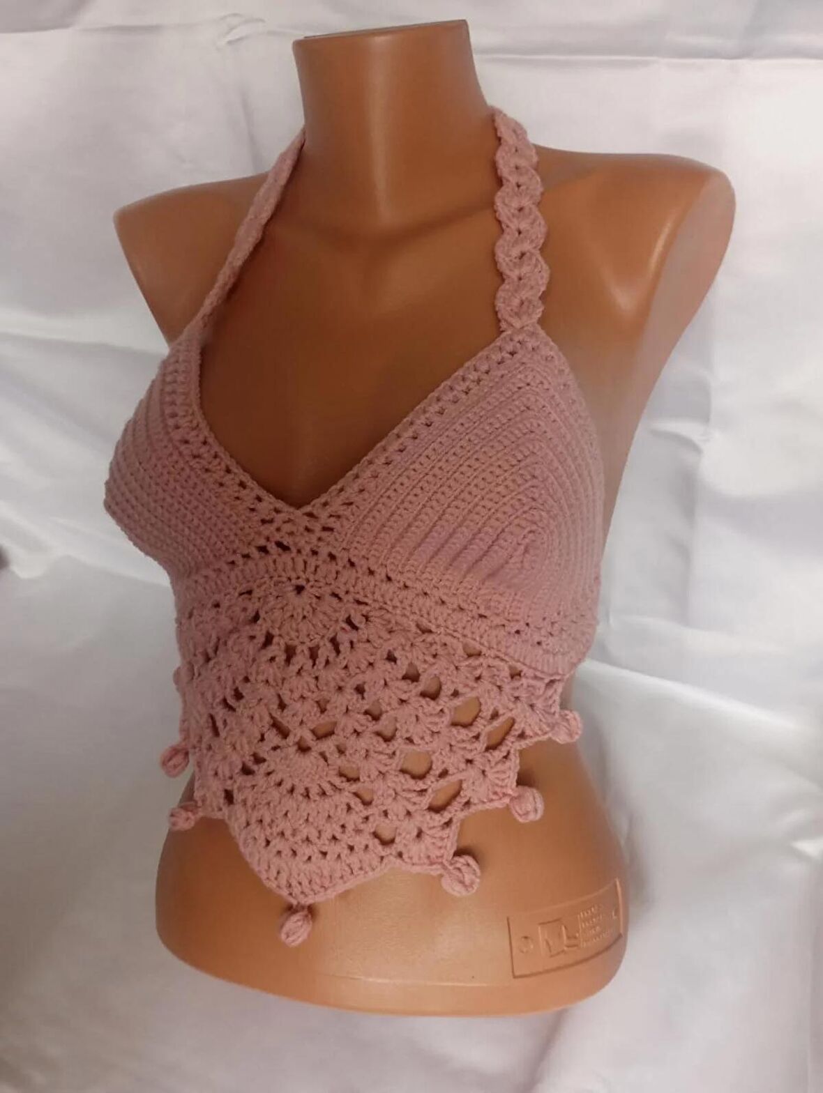 MAM Gül Kurusu Rengi Handmade Crop Top Büstiyer