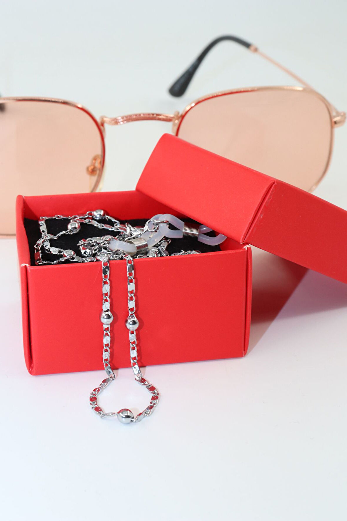 Çelik Gümüş Renk. Gözlük Zinciri. Özel Tasarım Steel. Gözlük Ipi. Gözlük Askısı. Unisex