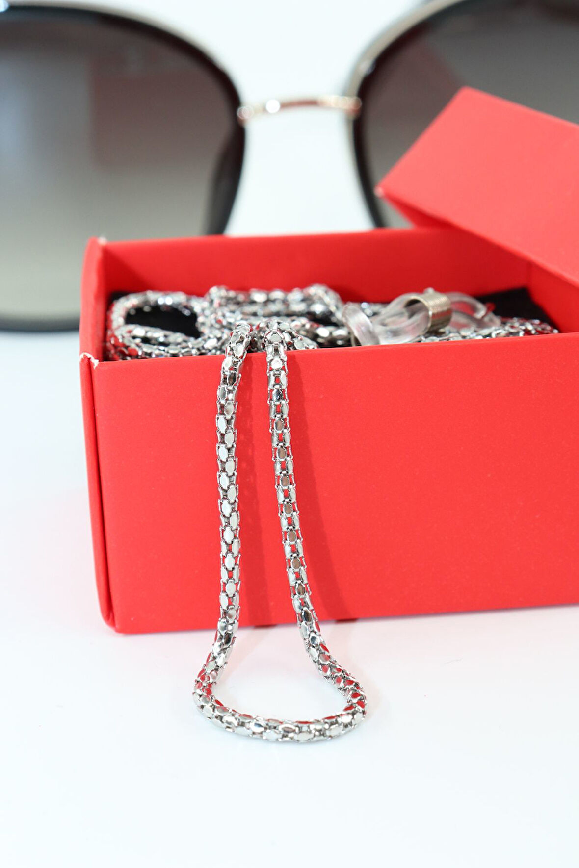 Çelik Gümüş Renk. Gözlük Zinciri. Özel Tasarım Steel. Gözlük ipi. Gözlük askısı. Unisex