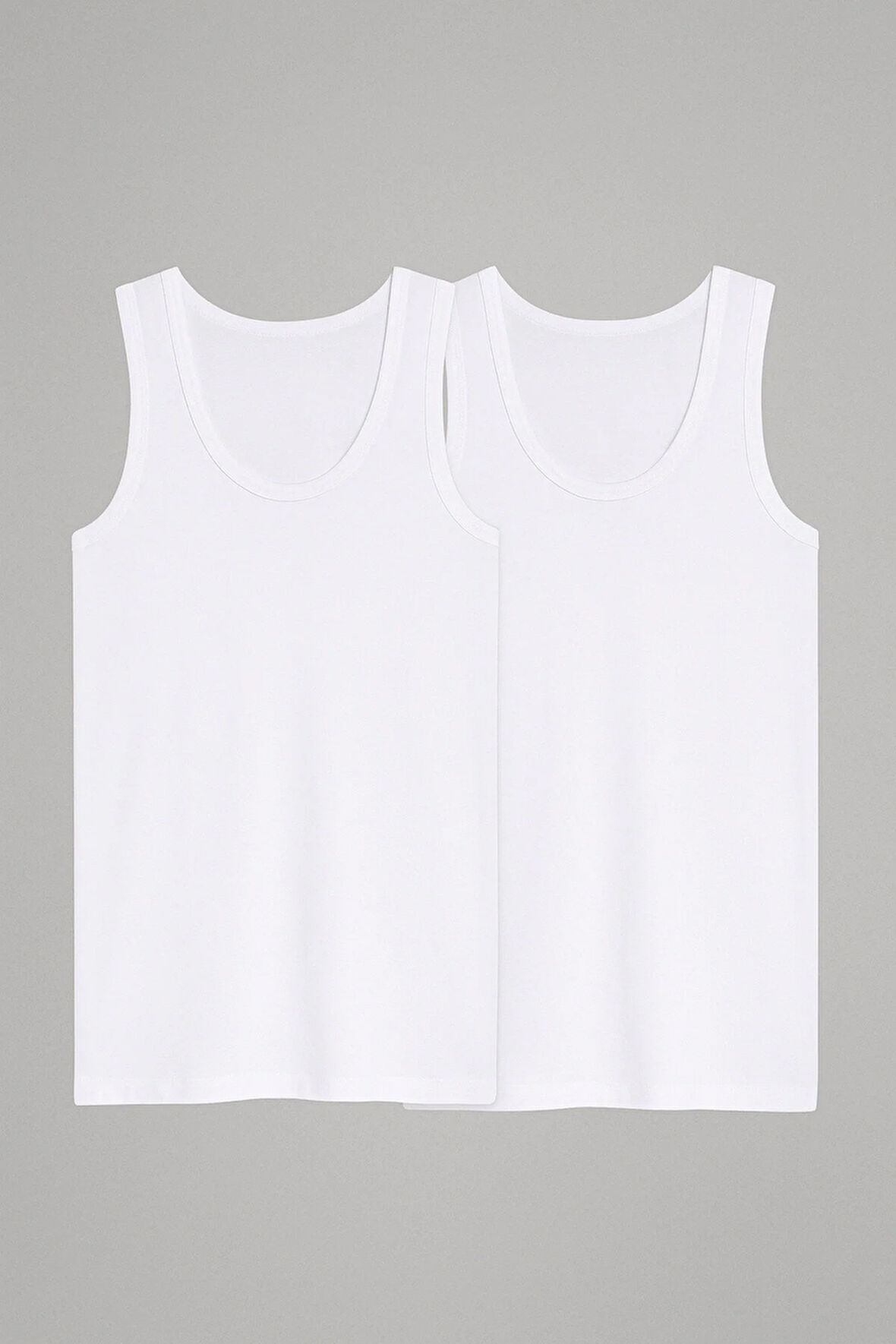 Erkek Beyaz Likralı Modal Pamuk 2'li Atlet