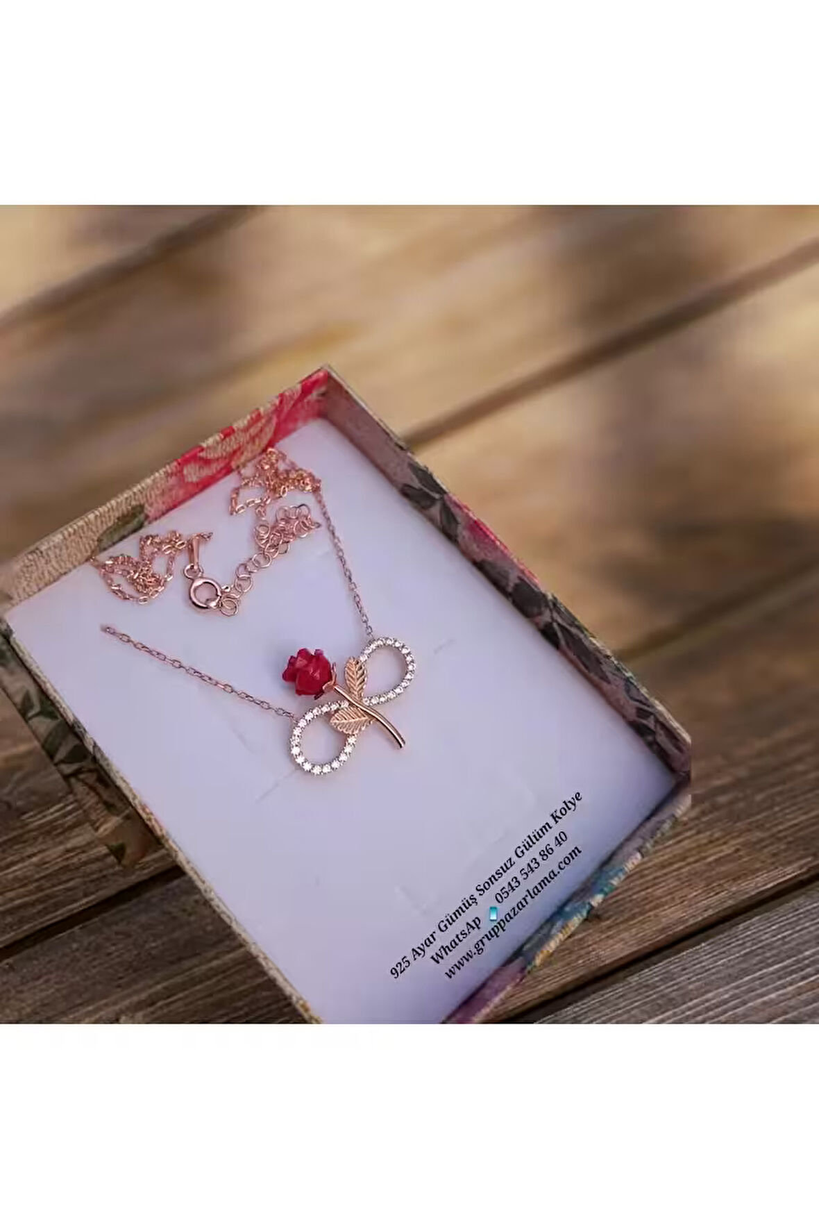 Modahilye 925 Ayar Gümüş Sonsuzluk Gül Rose Gold Kolye