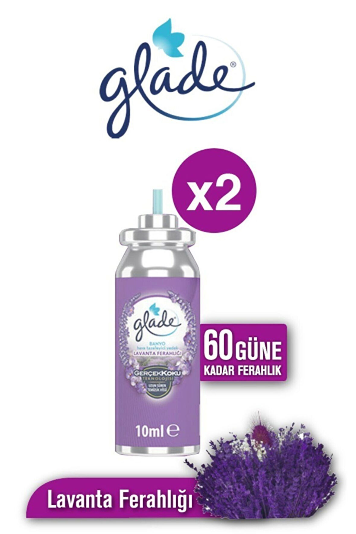 Banyo Hava Tazeleyici Lavanta Ferahlığı Yedek 10 Ml X 2 Adet (60 Gün Etkili)