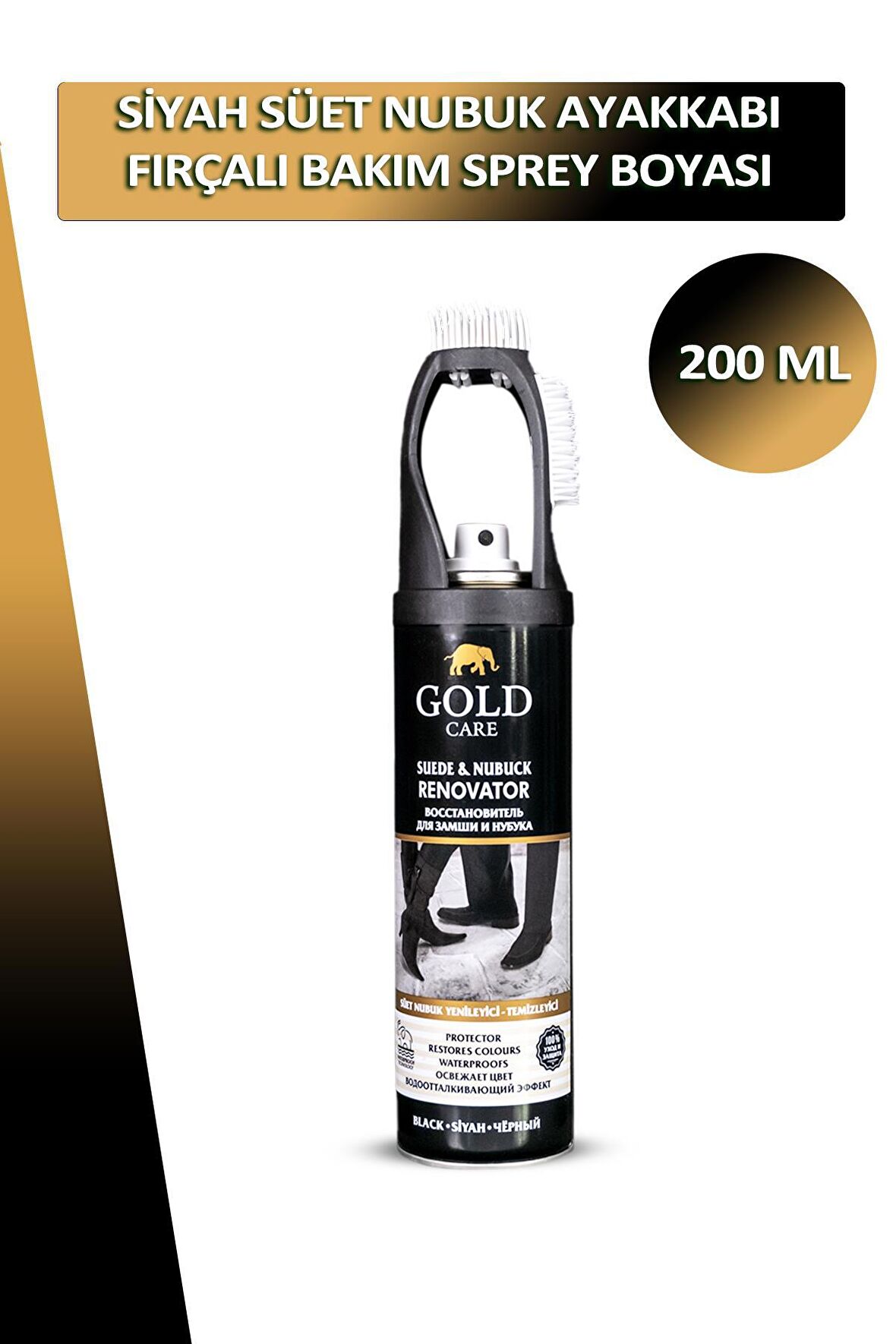 Bağcık + Gold Care Süet Nubuk Ayakkabı Temizleyici Fırçalı Bakım Sprey Boyası 200 ML Set