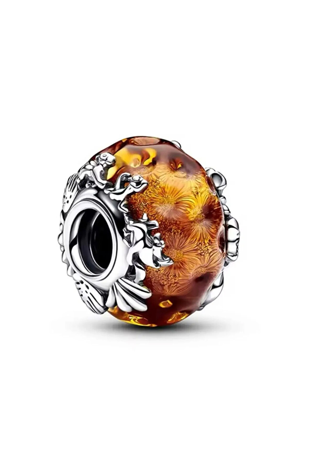 925 Ayar Gümüş Lion King Murano Cam Charm