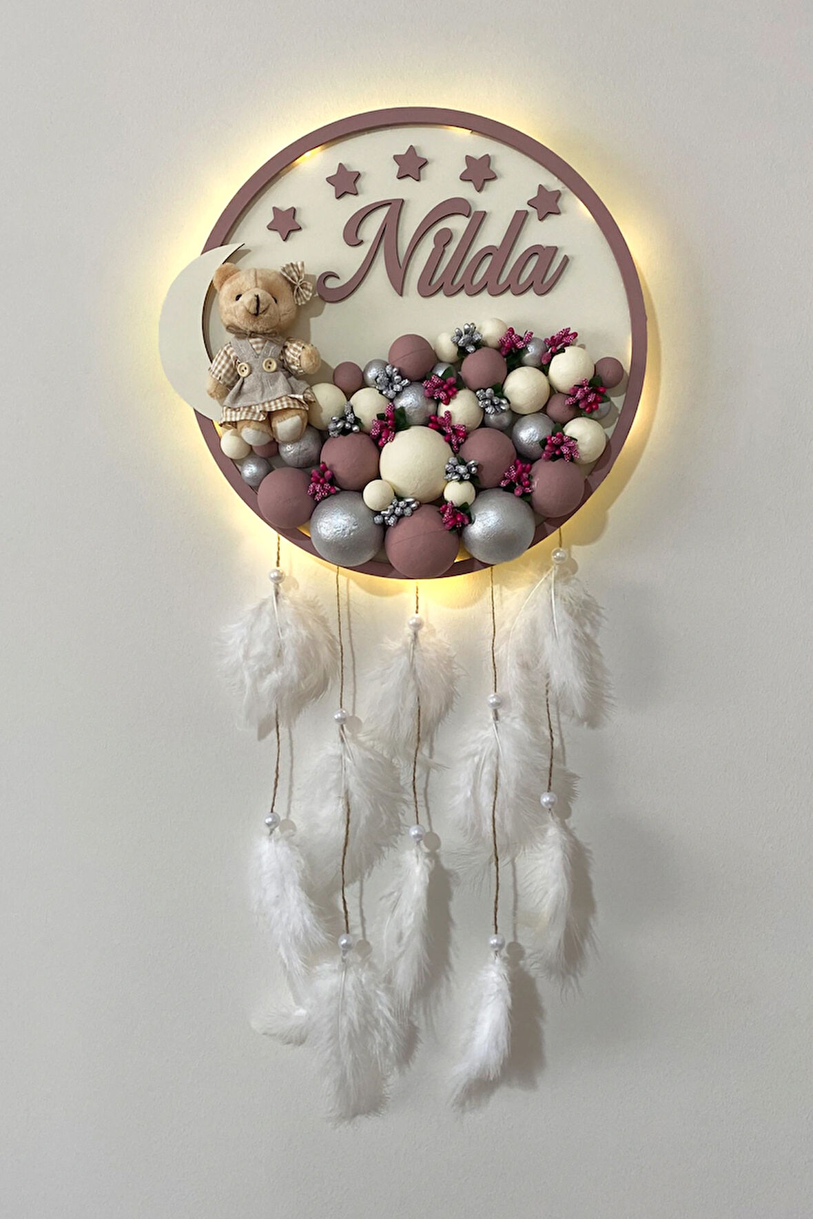 Bubble Ledli Yuvarlak Bebek Kapı Süsü | Bebek Odası Duvar Süsü