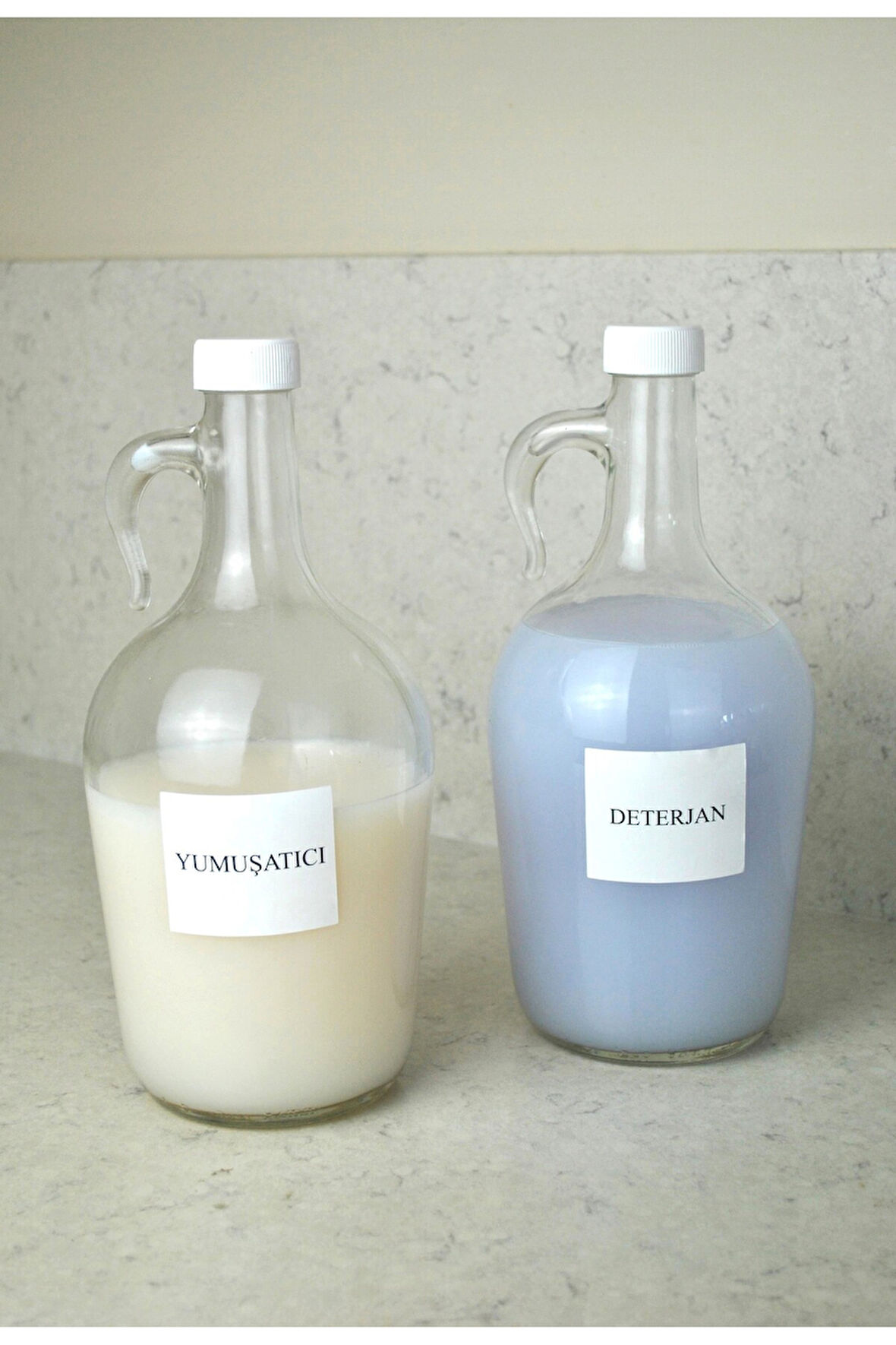 2'Li 1500 Ml Sıvı Deterjan Şişesi Etiketli Cam Galon Şişe 1.5 Litre