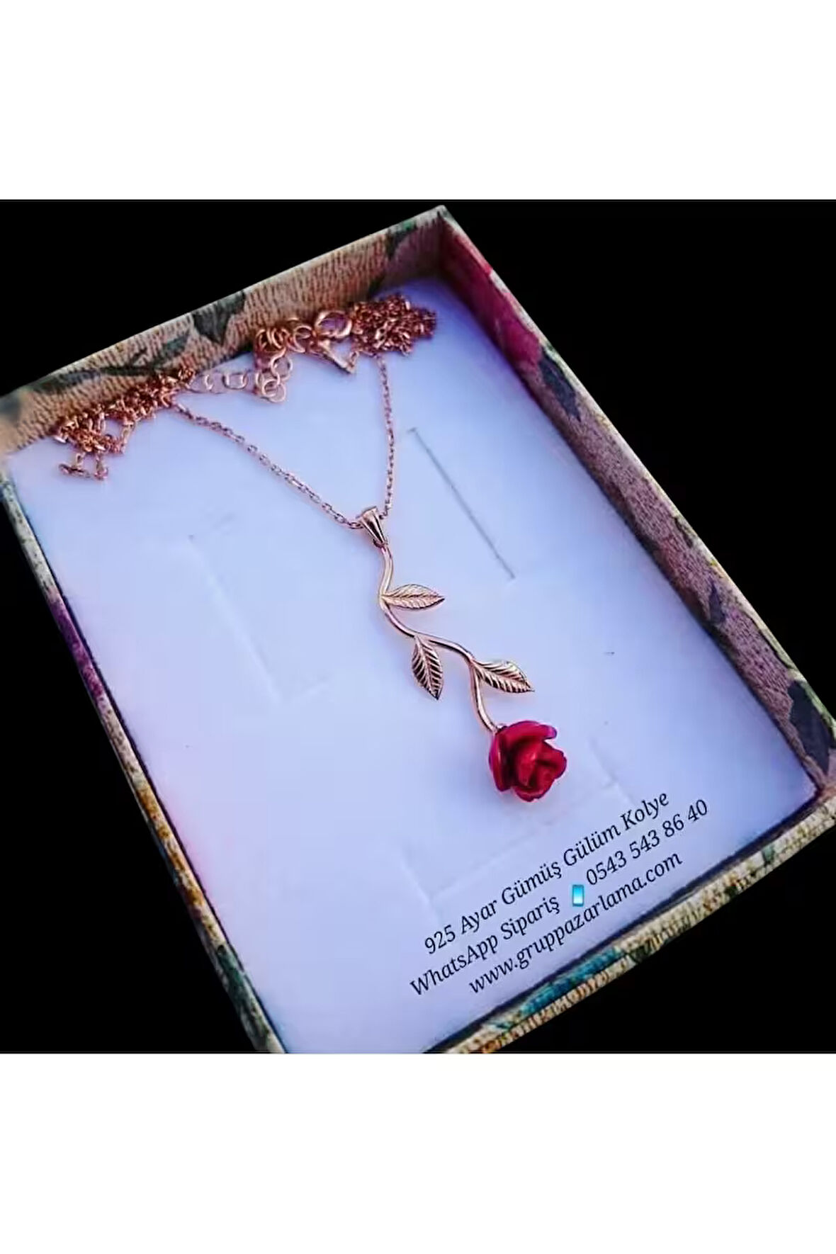 Modahilye 925 Ayar Gümüş Gül Rose Gold Renk Kolye