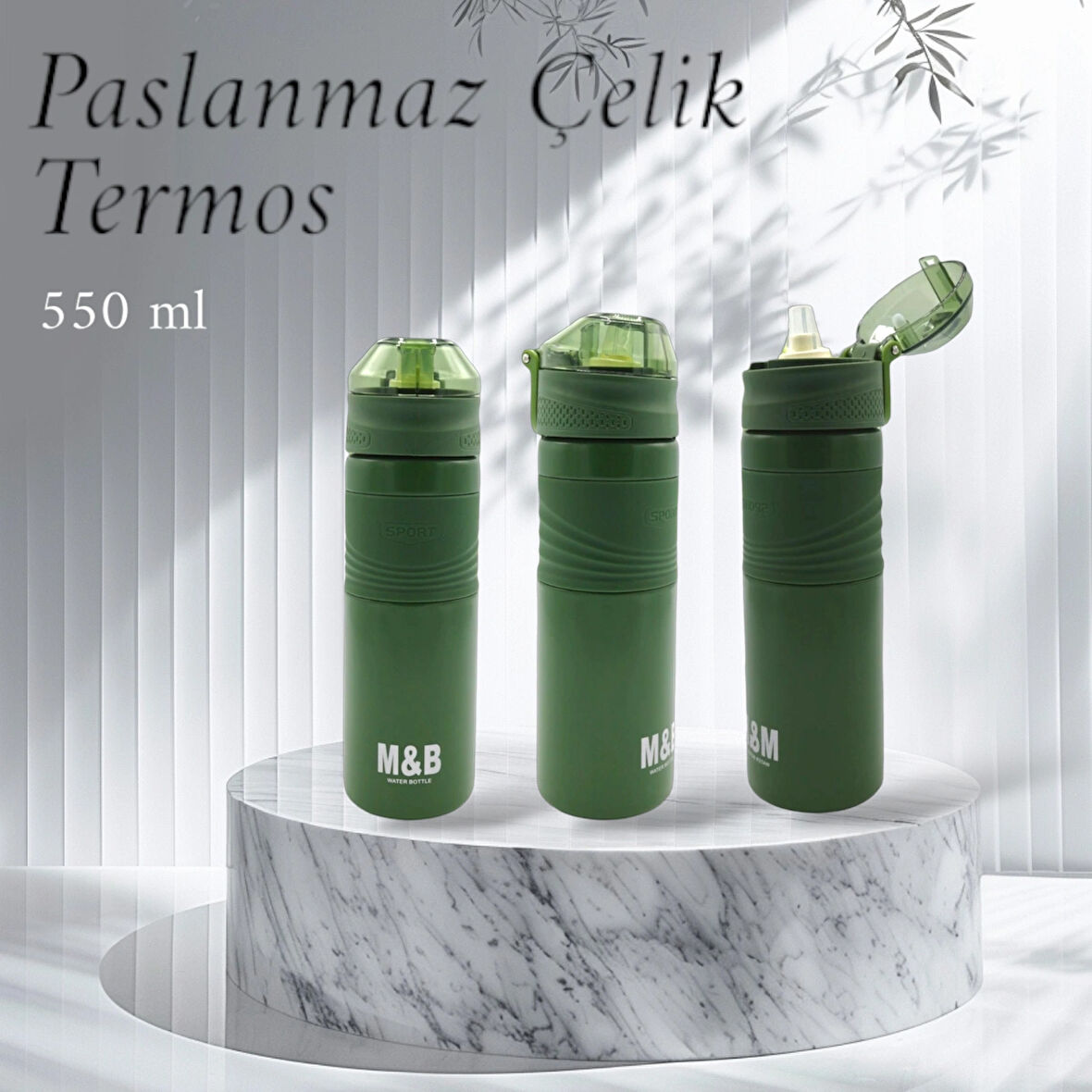 PASLANMAZ ÇELİK PİPETLİ TERMOS MATARA 550 ML SIZDIRMAZ 