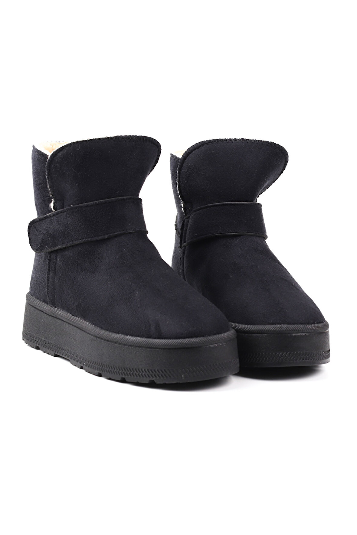 Kadın Siyah Günlük Kalın Taban Bot - İçi Kürklü Platform Streç Model