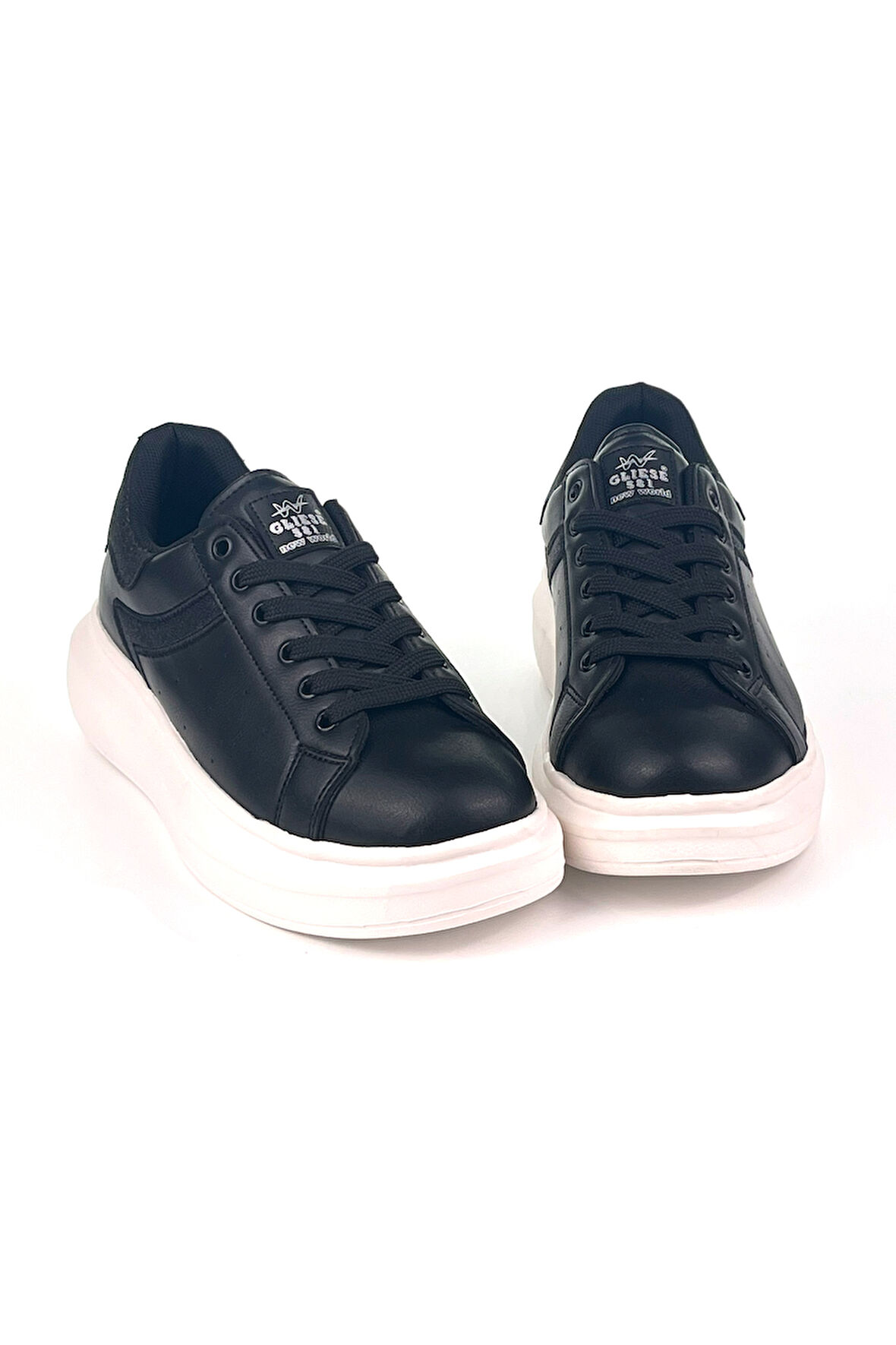 Kadın Siyah Beyaz Simli Rahat Günlük Sneaker Spor Ayakkabı