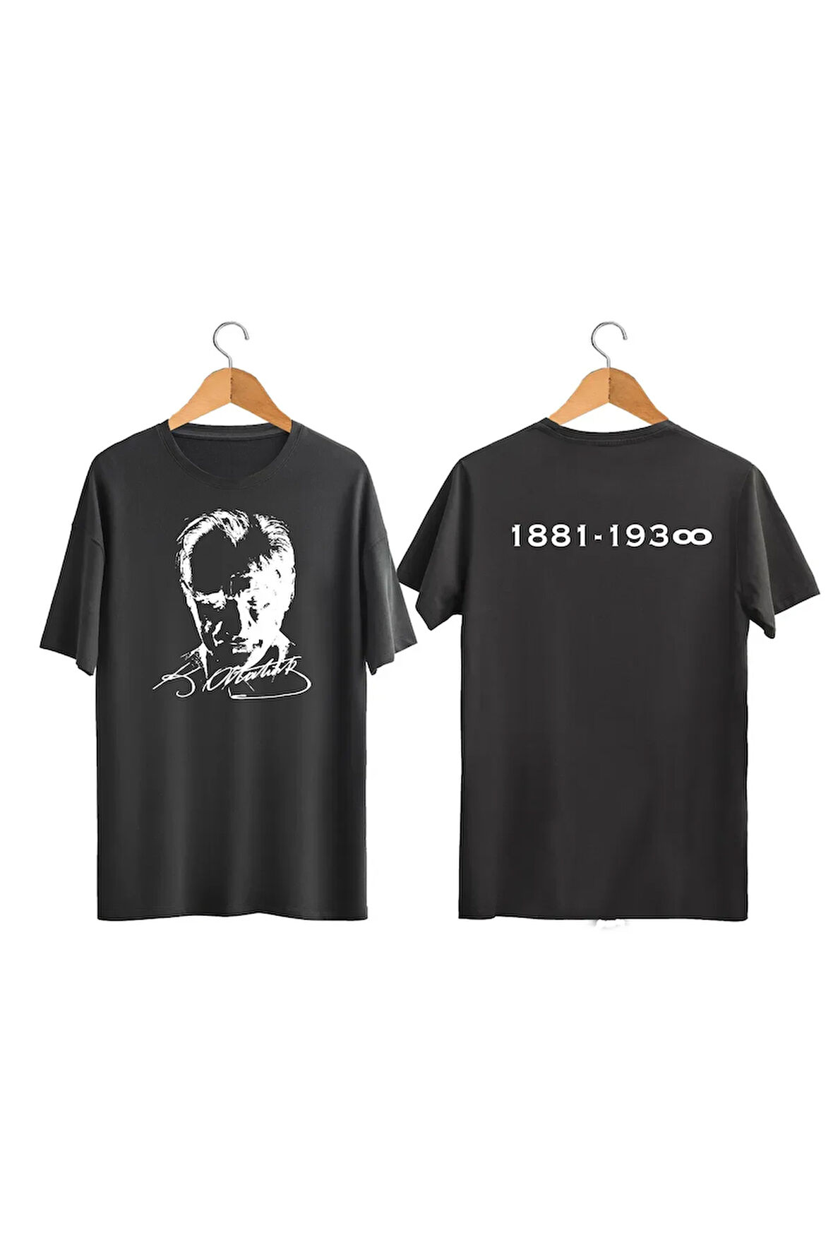 Atatürk Baskılı Tişört 1881-1938 Ön + Arka Baskılı