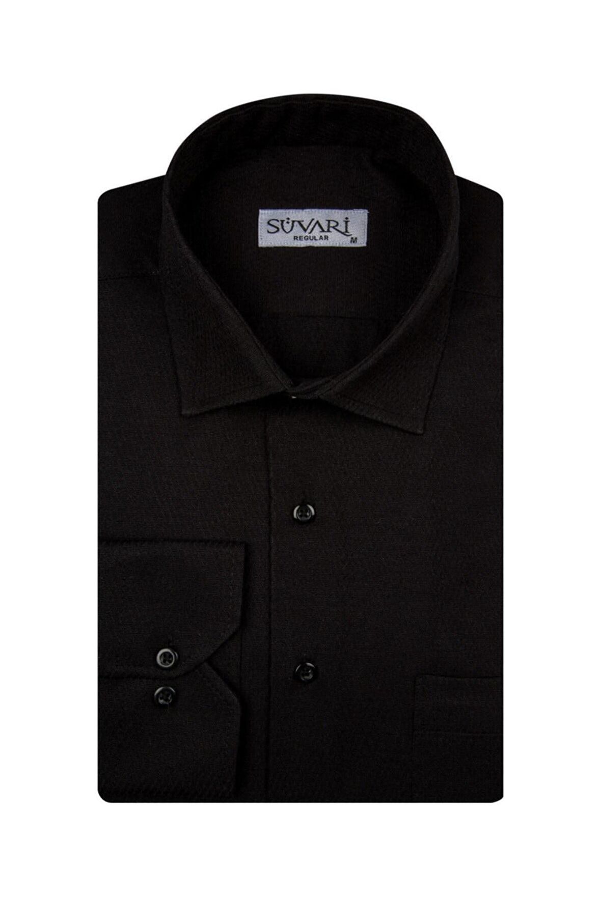 Süvari Bol Kesim Armür Desenli Mavi Erkek Gömlek