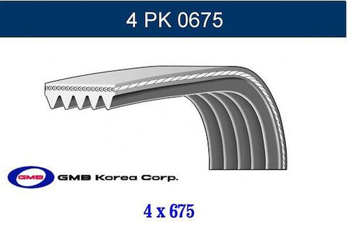 GMB 4PK0675 Kanallı Kayış Hyundai Getz-Bravo-Punto-Palio-Siena 1.2 8V 