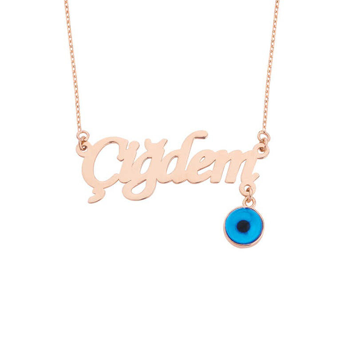 İsimli Nazar Boncuklu Gümüş Kolye GMS1281