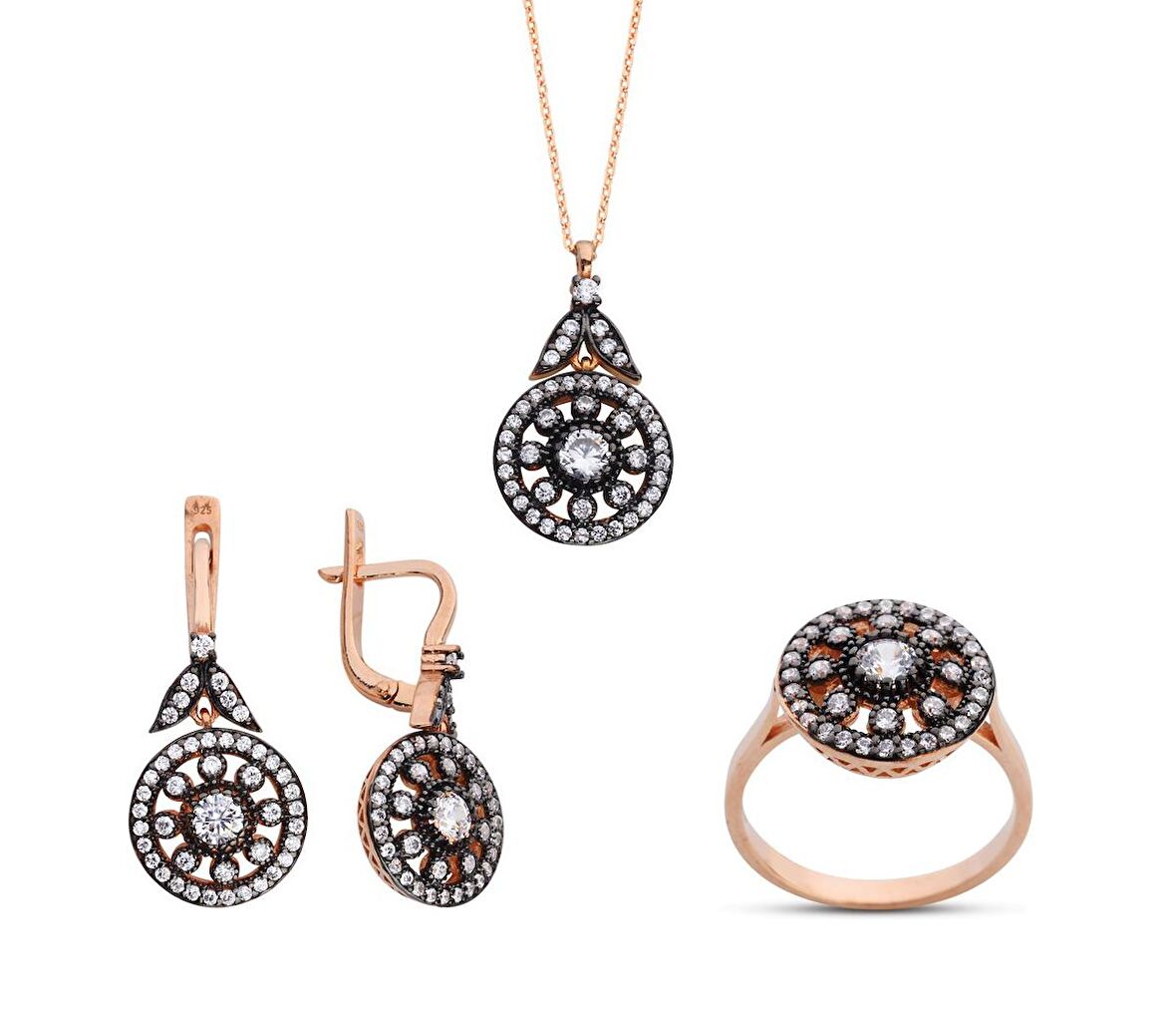 Gül Elmas Montür Rose Gümüş Set GMS140