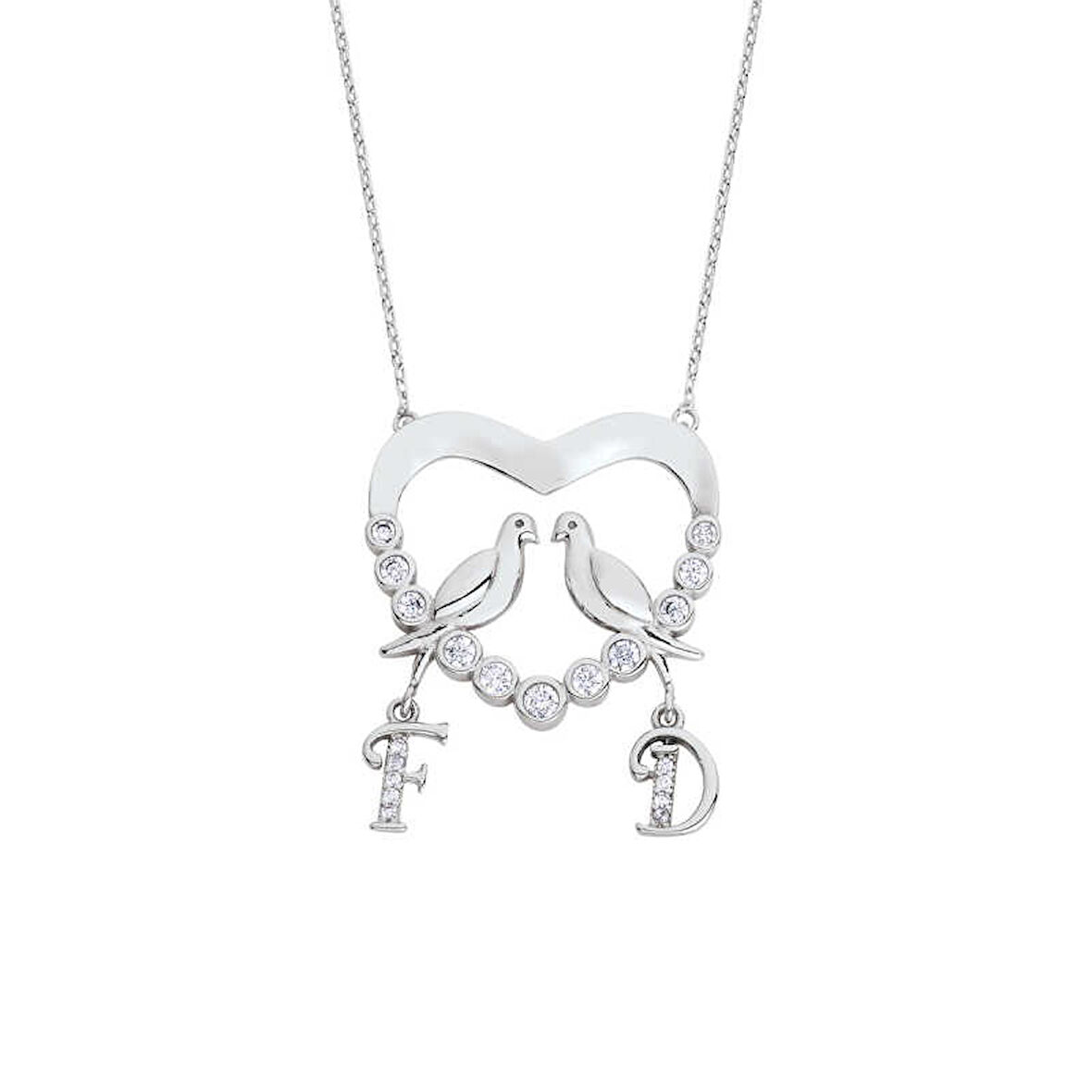 Harem Altın Su Yolu Kalpli Harfli Gümüş Kolye  GMS1618