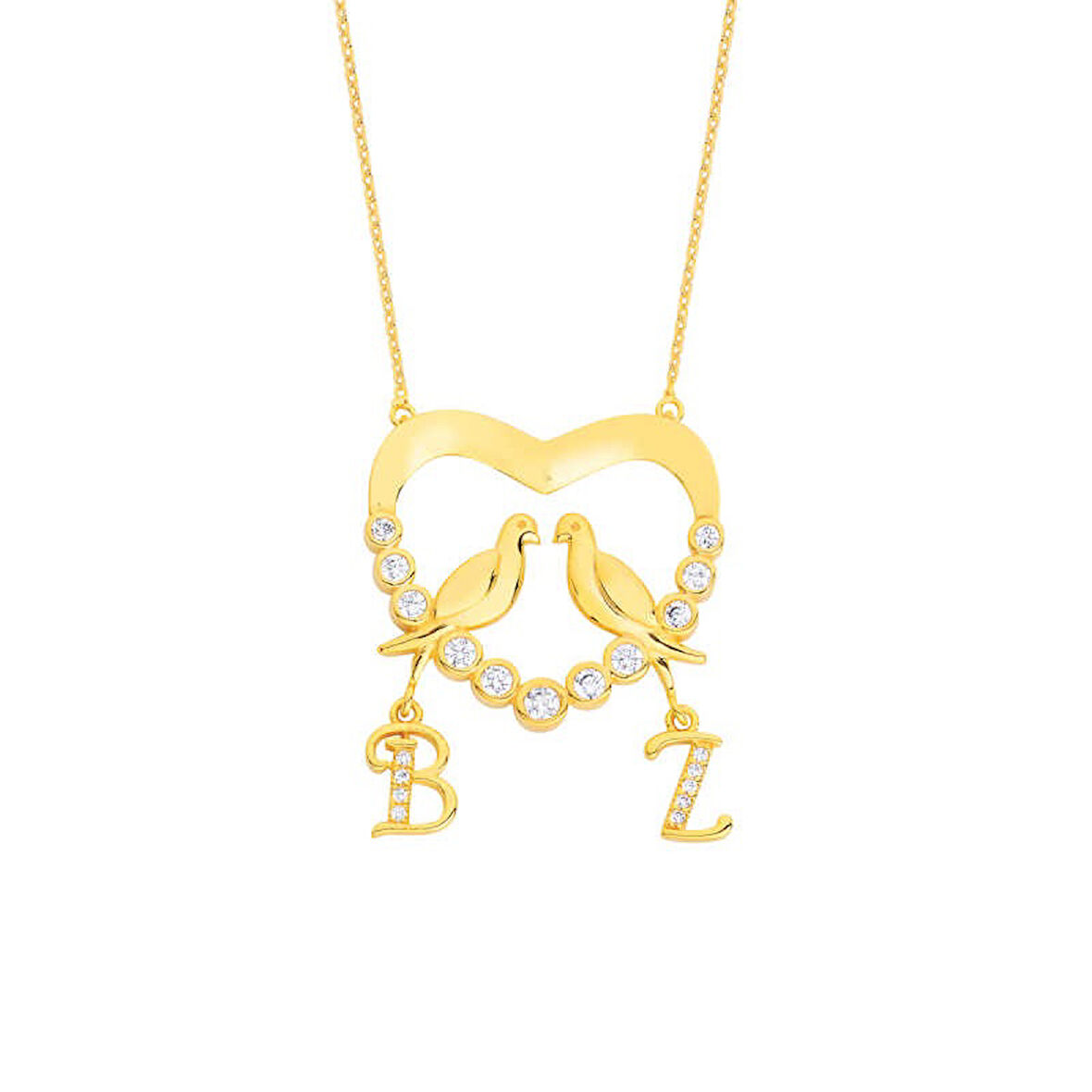 Harem Altın Su Yolu Kalpli Harfli Gümüş Kolye  GMS1620