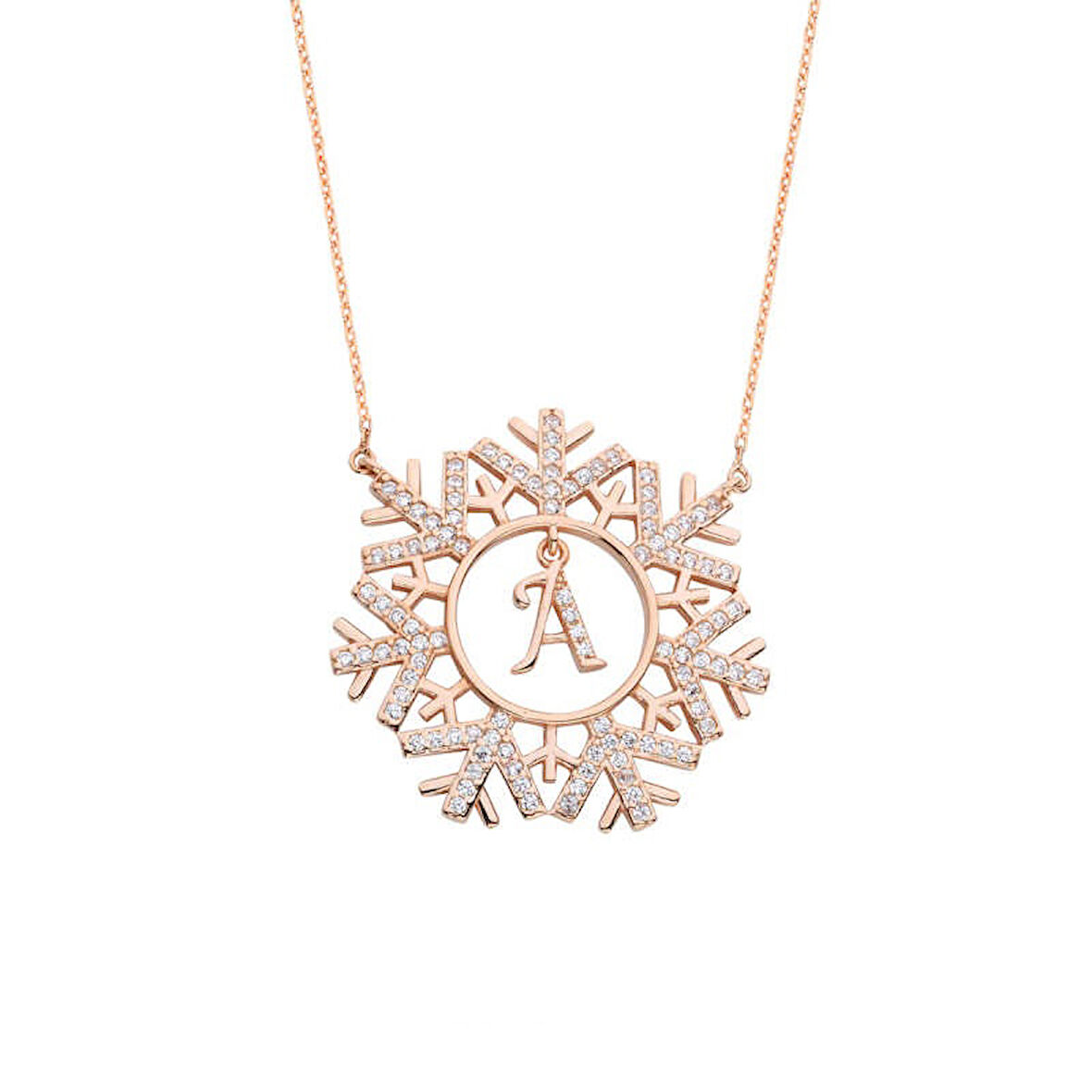 Kar Tanesi Harfli Gümüş Kolye  GMS1630