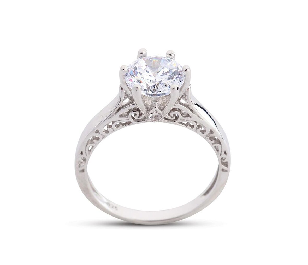 Altı Tırnak Barok Beyaz Yüzük GMS168