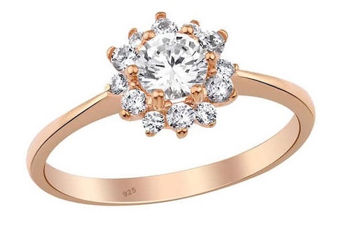 Gül Motif Gümüş Rose Yüzük GMS1937