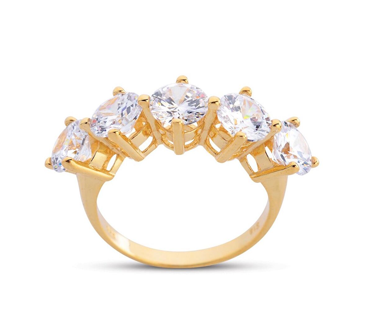 Kral Tacı Büyük Boy Altın Rengi Gümüş Beştaş Yüzük  GMS200