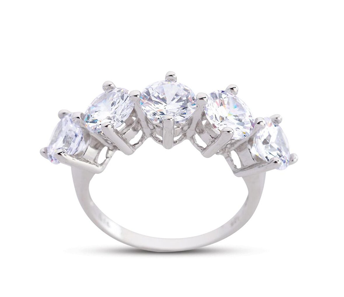 Kral Tacı Büyük Boy Beyaz Gümüş Beştaş Yüzük  GMS203