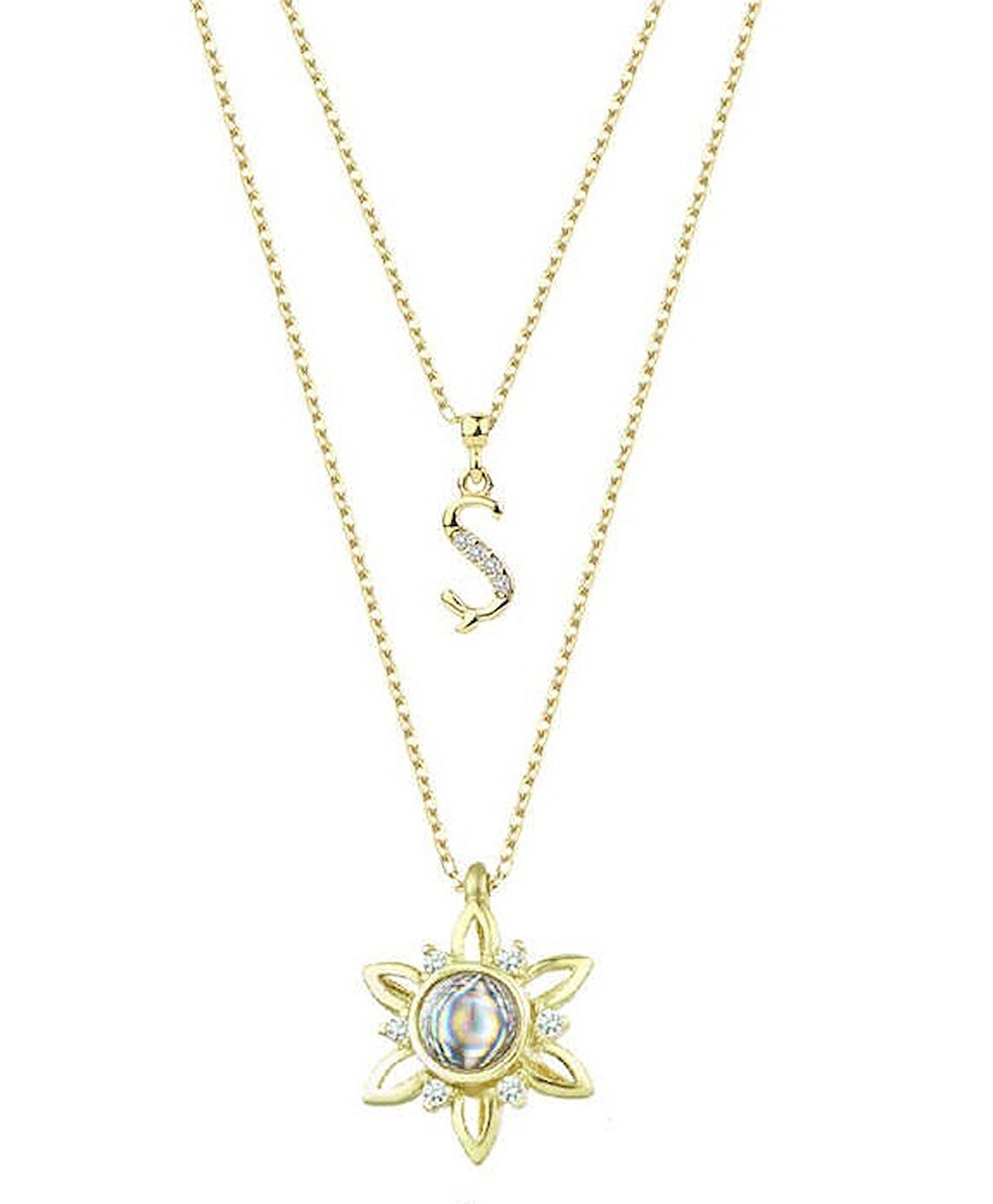 100 Dilde Seni Seviyorum Harfli Çiçekli Sarı Renk Gümüş Kolye GMS2065