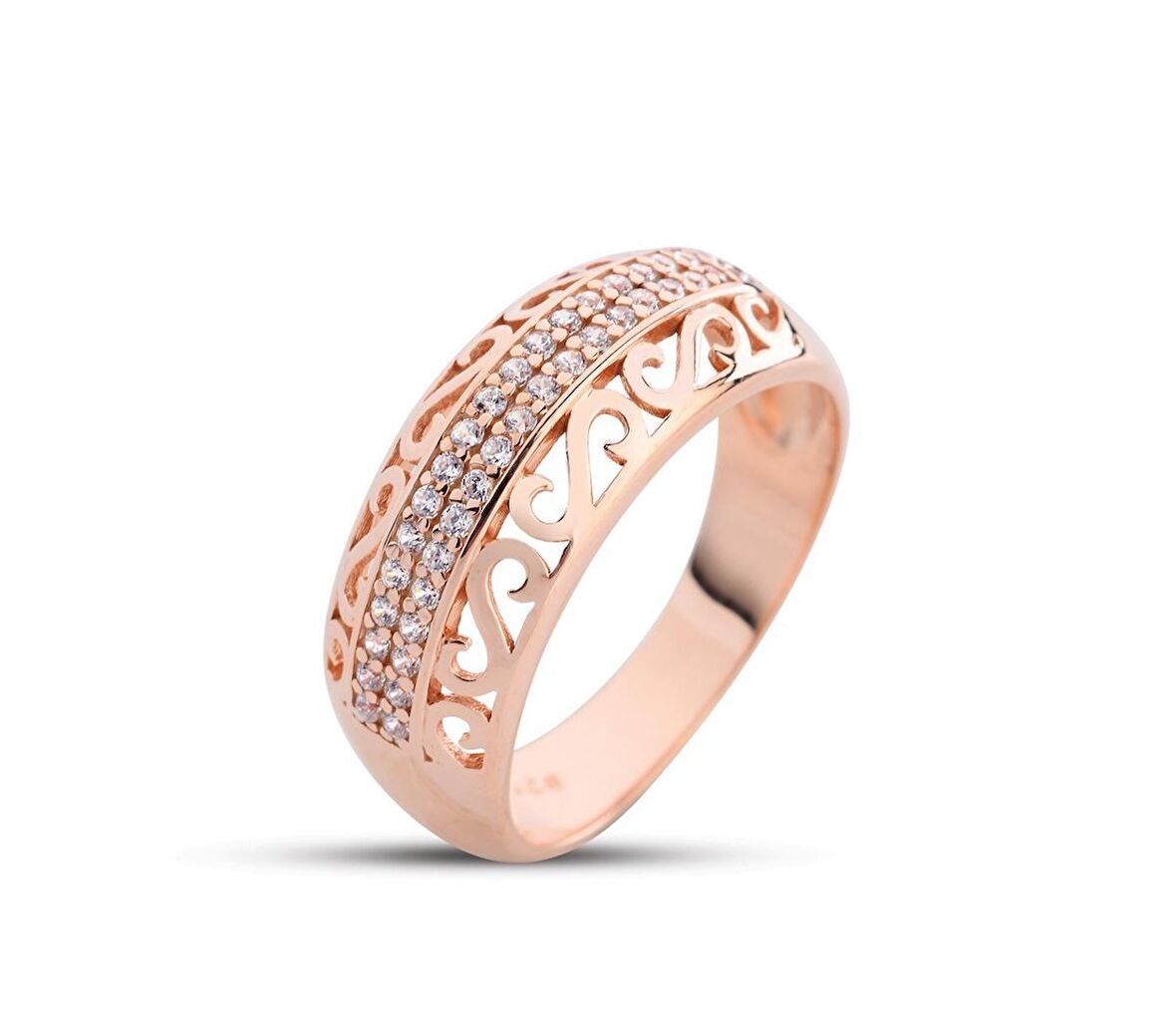 S Motifli Rose Rengi Gümüş Alyans  GMS225