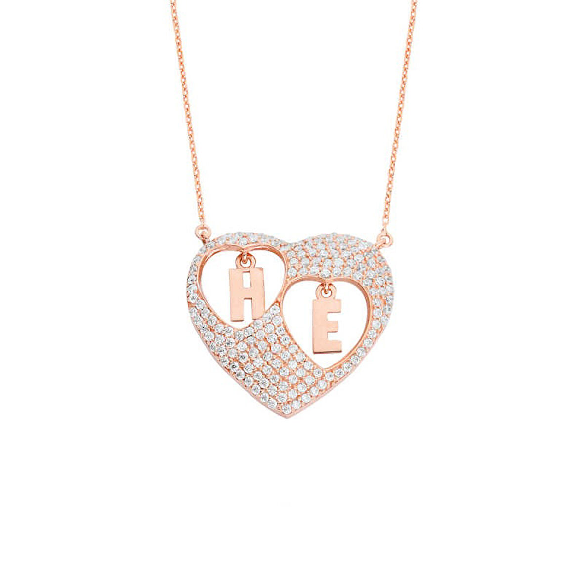 Sen ve Ben Kalpli Harfli Gümüş Kolye  GMS885