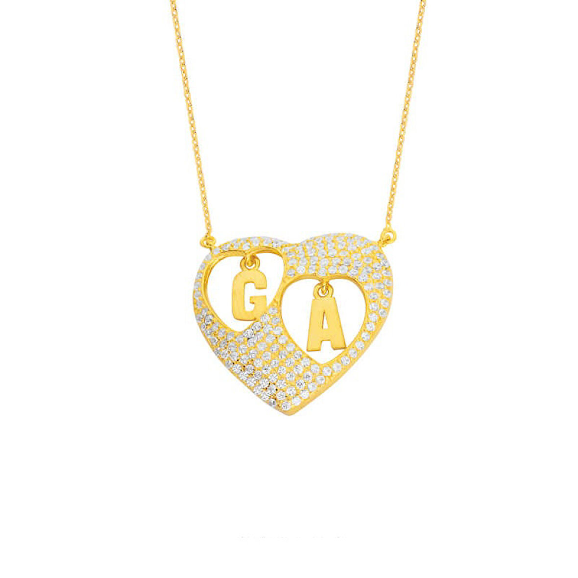 Sen ve Ben Kalpli Harfli Gümüş Kolye  GMS886